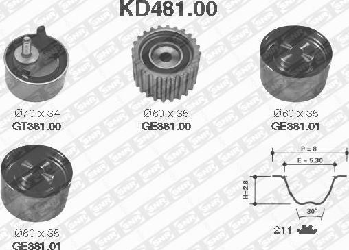 SNR KD481.00 - Set curea de distributie aaoparts.ro