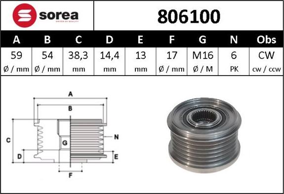 SNRA 806100 - Fulie, alternator aaoparts.ro