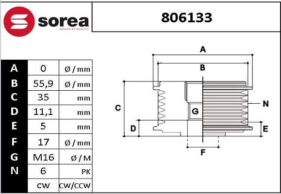 SNRA 806133 - Fulie, alternator aaoparts.ro