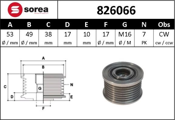 SNRA 826066 - Fulie, alternator aaoparts.ro