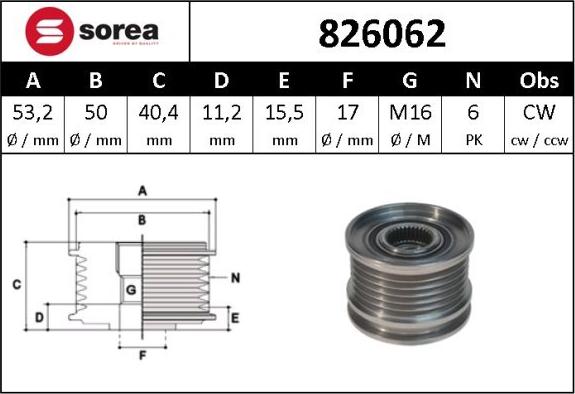 SNRA 826062 - Fulie, alternator aaoparts.ro