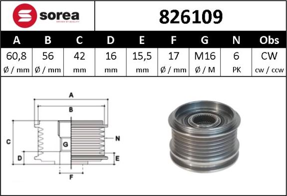 SNRA 826109 - Fulie, alternator aaoparts.ro