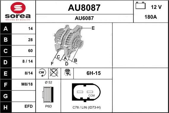 SNRA AU8087 - Generator / Alternator aaoparts.ro