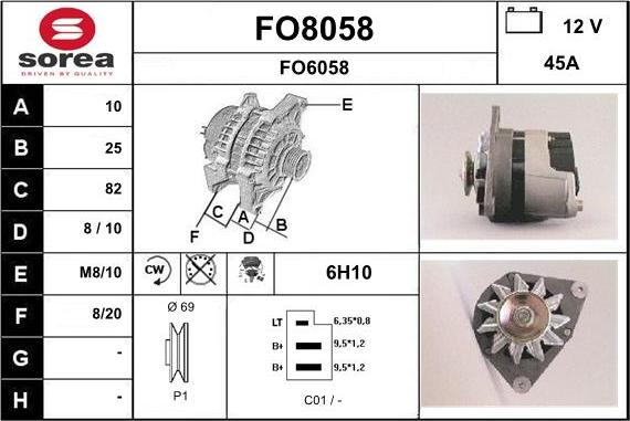 SNRA FO8058 - Generator / Alternator aaoparts.ro