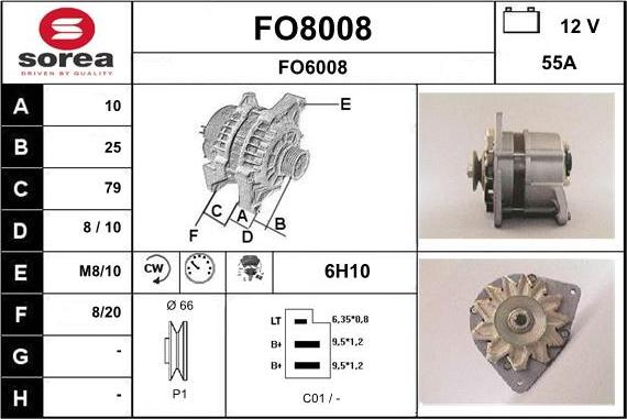 SNRA FO8008 - Generator / Alternator aaoparts.ro