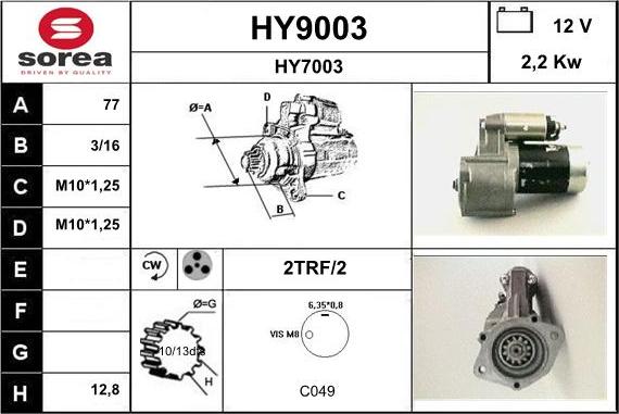 SNRA HY9003 - Starter aaoparts.ro