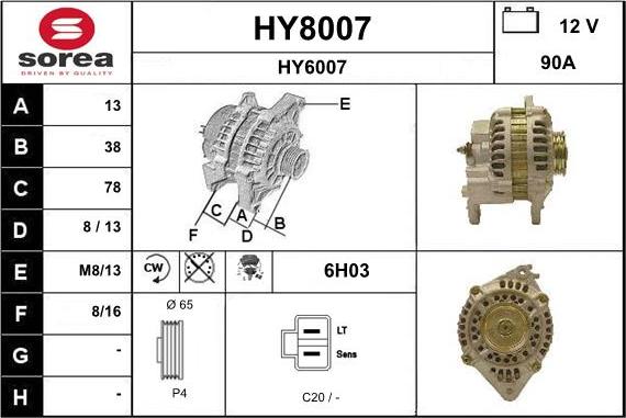 SNRA HY8007 - Generator / Alternator aaoparts.ro