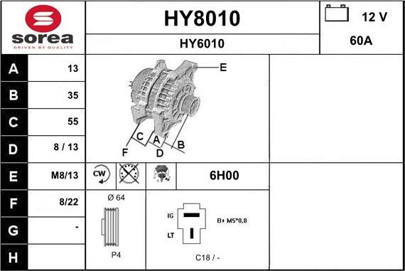 SNRA HY8010 - Generator / Alternator aaoparts.ro