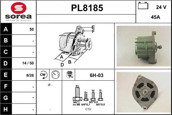 SNRA PL8185 - Generator / Alternator aaoparts.ro