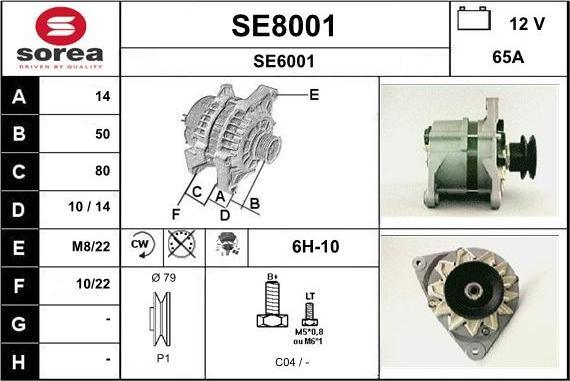 SNRA SE8001 - Generator / Alternator aaoparts.ro