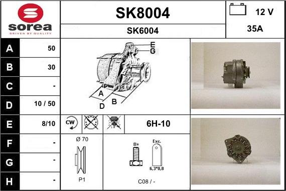 SNRA SK8004 - Generator / Alternator aaoparts.ro