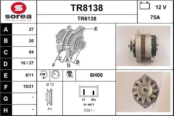 SNRA TR8138 - Generator / Alternator aaoparts.ro