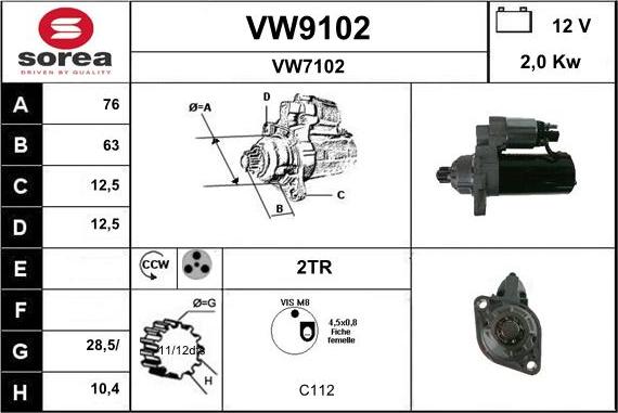 SNRA VW9102 - Starter aaoparts.ro