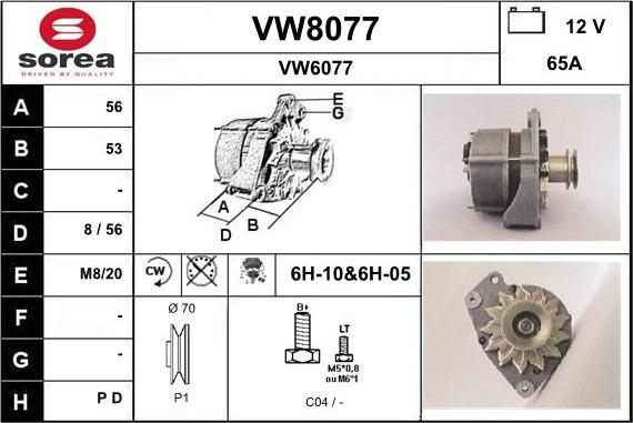 SNRA VW8077 - Generator / Alternator aaoparts.ro