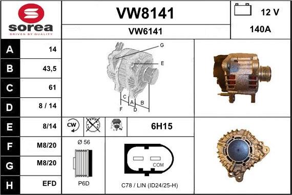 SNRA VW8141 - Generator / Alternator aaoparts.ro