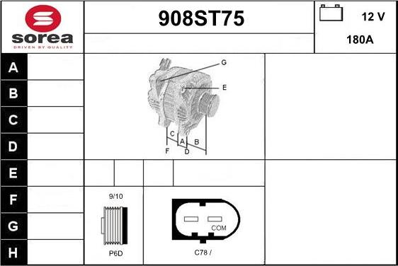 STARTCAR 908ST75 - Generator / Alternator aaoparts.ro