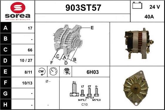 STARTCAR 903ST57 - Generator / Alternator aaoparts.ro