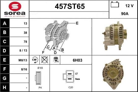 STARTCAR 457ST65 - Generator / Alternator aaoparts.ro