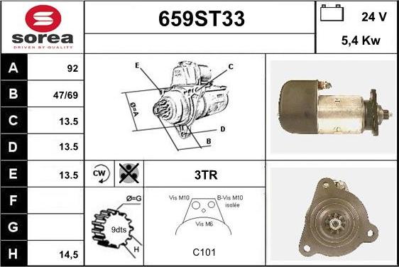 STARTCAR 659ST33 - Starter aaoparts.ro