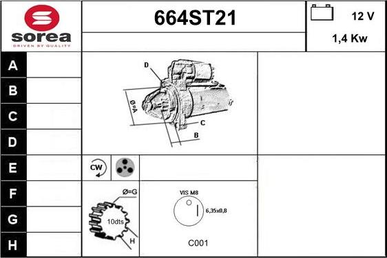 STARTCAR 664ST21 - Starter aaoparts.ro