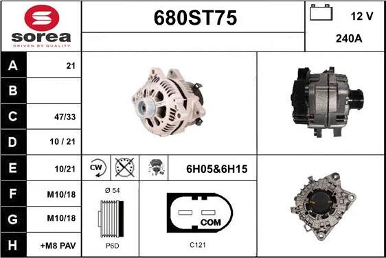 STARTCAR 680ST75 - Generator / Alternator aaoparts.ro