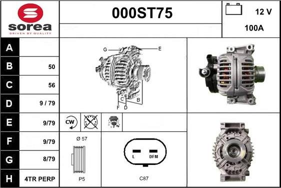 STARTCAR 000ST75 - Generator / Alternator aaoparts.ro
