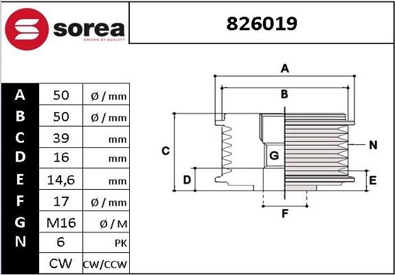 STARTCAR 826019 - Fulie, alternator aaoparts.ro