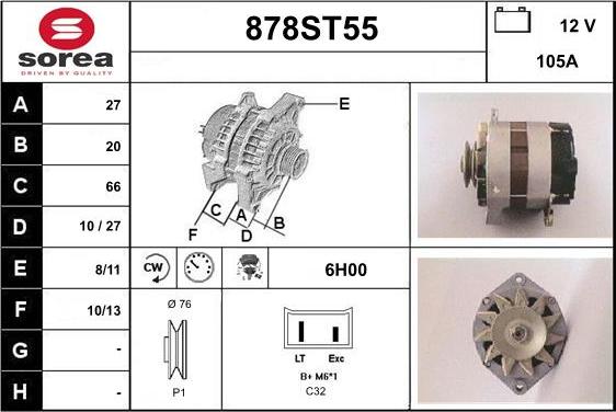 STARTCAR 878ST55 - Generator / Alternator aaoparts.ro