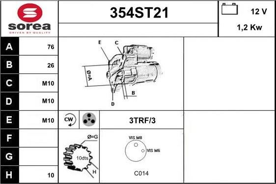 STARTCAR 354ST21 - Starter aaoparts.ro