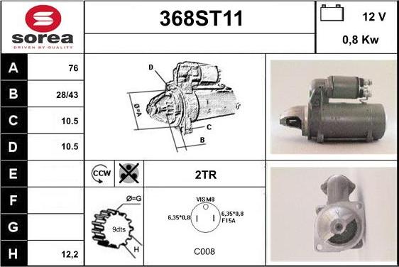 STARTCAR 368ST11 - Starter aaoparts.ro