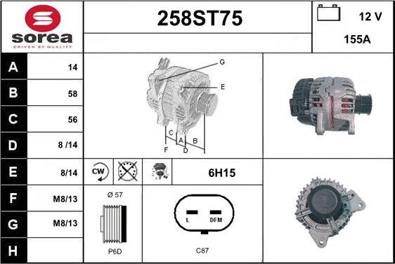STARTCAR 258ST75 - Generator / Alternator aaoparts.ro