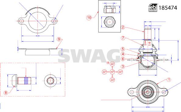 Swag 33 10 9936 - Articulatie axiala, cap de bara aaoparts.ro