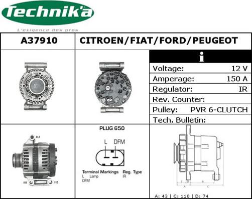 Technika A37910 - Generator / Alternator aaoparts.ro
