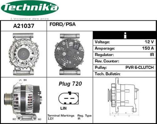 Technika A21037 - Generator / Alternator aaoparts.ro