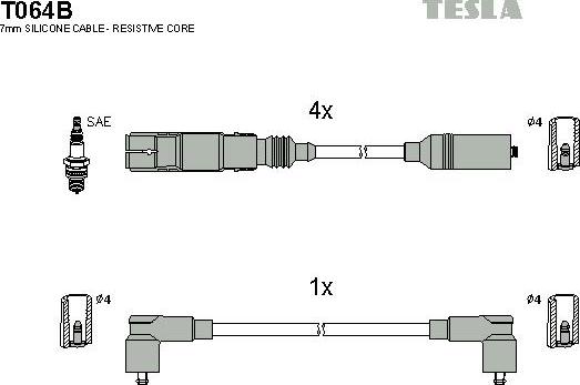 TESLA T064B - Set cablaj aprinder aaoparts.ro