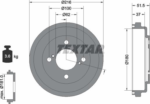 Textar 94049600 - Tambur frana aaoparts.ro