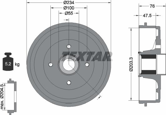 Textar 94045800 - Tambur frana aaoparts.ro