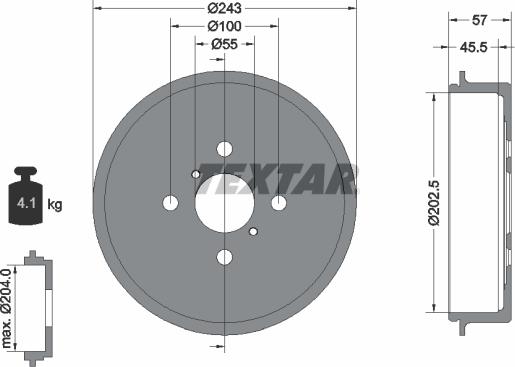 Textar 94045200 - Tambur frana aaoparts.ro