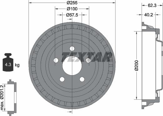 Textar 94040800 - Tambur frana aaoparts.ro