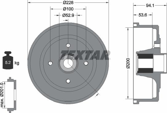 Textar 94041100 - Tambur frana aaoparts.ro