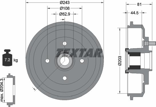 Textar 94041300 - Tambur frana aaoparts.ro