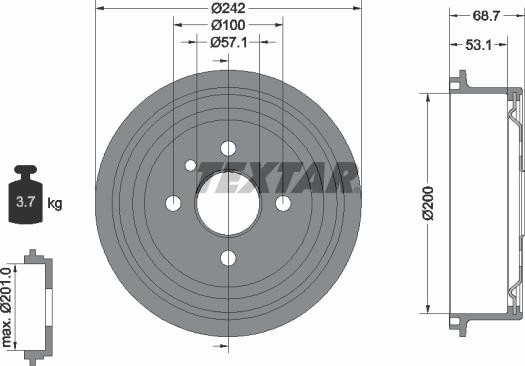 Textar 94048600 - Tambur frana aaoparts.ro