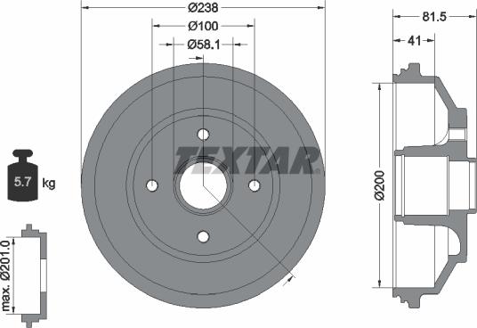 Textar 94043000 - Tambur frana aaoparts.ro