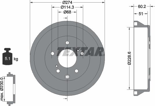 Textar 94047800 - Tambur frana aaoparts.ro