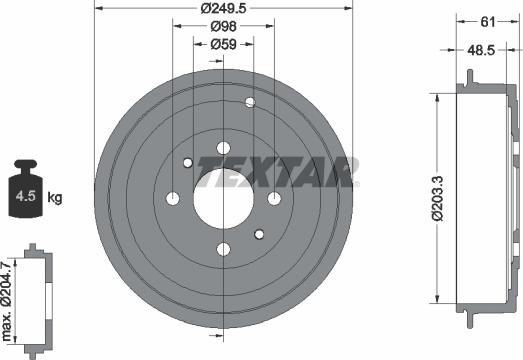 Textar 94019900 - Tambur frana aaoparts.ro