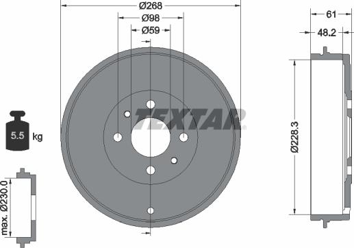 Textar 94014000 - Tambur frana aaoparts.ro