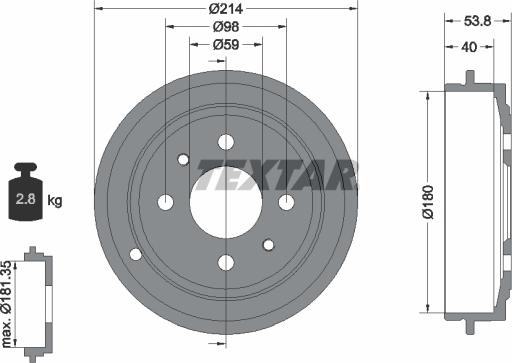 Textar 94014800 - Tambur frana aaoparts.ro