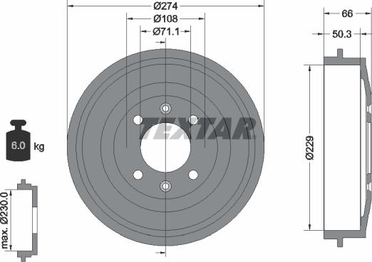 Textar 94010300 - Tambur frana aaoparts.ro