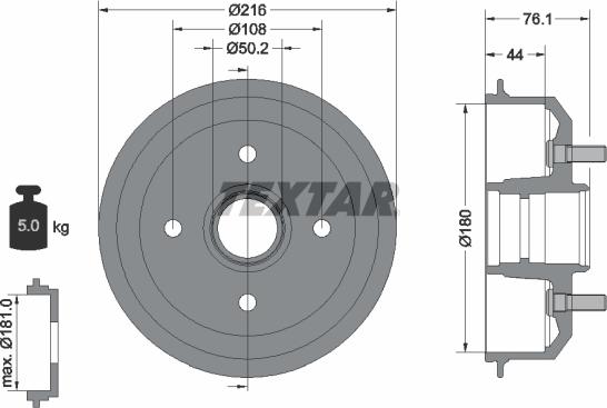 Textar 94018500 - Tambur frana aaoparts.ro