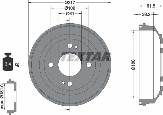 Textar 94017500 - Tambur frana aaoparts.ro